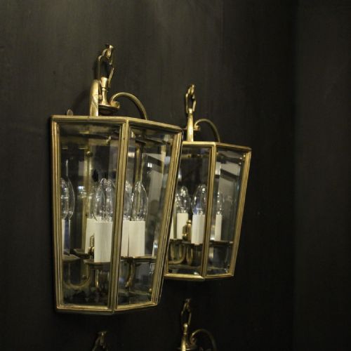FRENCH SET OF 4 GILDED HALF WALL LANTERNS - ADDITIONAL PHOTO 1