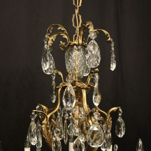 FRENCH PAIR OF GILDED BRONZE CRYSTAL 11 LIGHT ANTIQUE CHANDELIERS - ADDITIONAL PHOTO 5