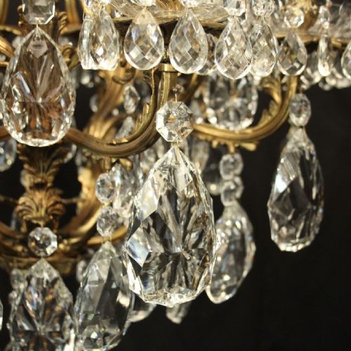 FRENCH PAIR OF GILDED BRONZE CRYSTAL 11 LIGHT ANTIQUE CHANDELIERS - ADDITIONAL PHOTO 7