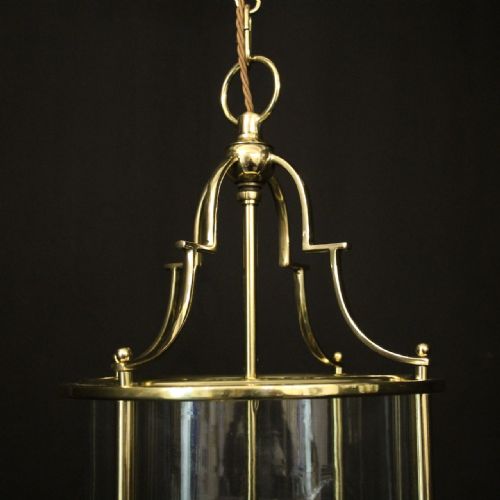 ENGLISH CONVEX BRASS TRIPLE LIGHT HALL LANTERN - ADDITIONAL PHOTO 3
