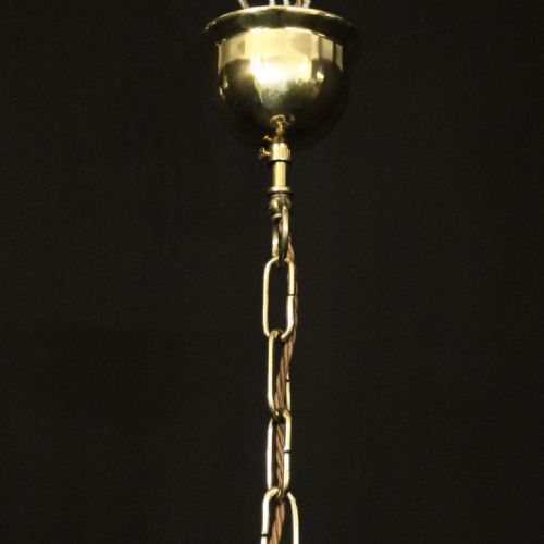 ENGLISH CONVEX BRASS TRIPLE LIGHT HALL LANTERN - ADDITIONAL PHOTO 9