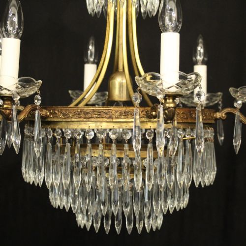 FRENCH GILDED 7 LIGHT TENT WATERFALL CHANDELIER - ADDITIONAL PHOTO 2