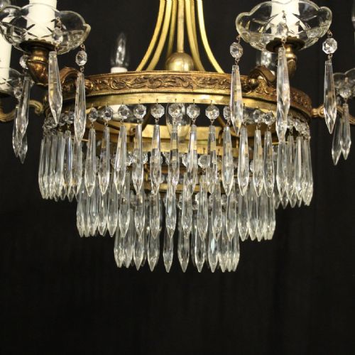 FRENCH GILDED 7 LIGHT TENT WATERFALL CHANDELIER - ADDITIONAL PHOTO 5