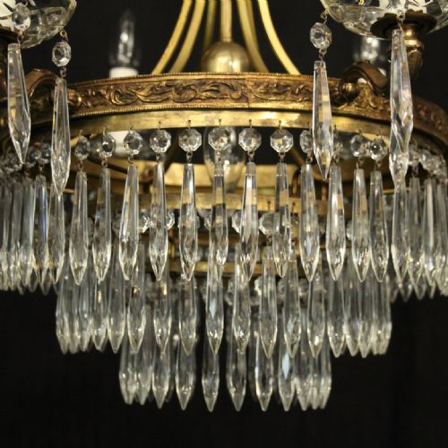 FRENCH GILDED 7 LIGHT TENT WATERFALL CHANDELIER - ADDITIONAL PHOTO 6