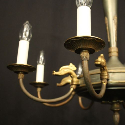 FRENCH EMPIRE GILDED BRASS 8 LIGHT CHANDELIER - ADDITIONAL PHOTO 3