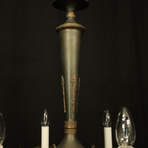 FRENCH EMPIRE GILDED BRASS 8 LIGHT CHANDELIER - ADDITIONAL PHOTO 8