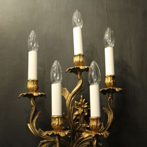 FRENCH SINGLE GILDED FIVE ARM WALL LIGHT - ADDITIONAL PHOTO 1