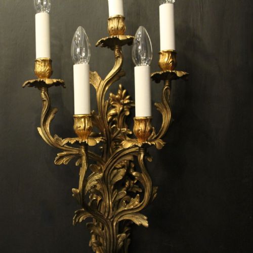 FRENCH SINGLE GILDED FIVE ARM WALL LIGHT - ADDITIONAL PHOTO 2