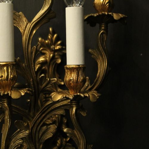 FRENCH SINGLE GILDED FIVE ARM WALL LIGHT - ADDITIONAL PHOTO 3
