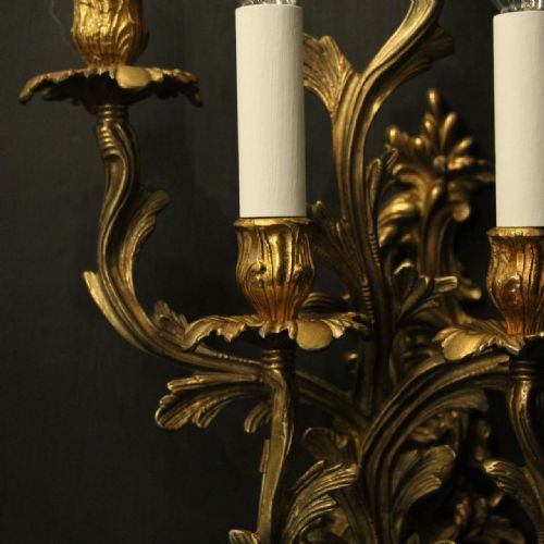 FRENCH SINGLE GILDED FIVE ARM WALL LIGHT - ADDITIONAL PHOTO 4