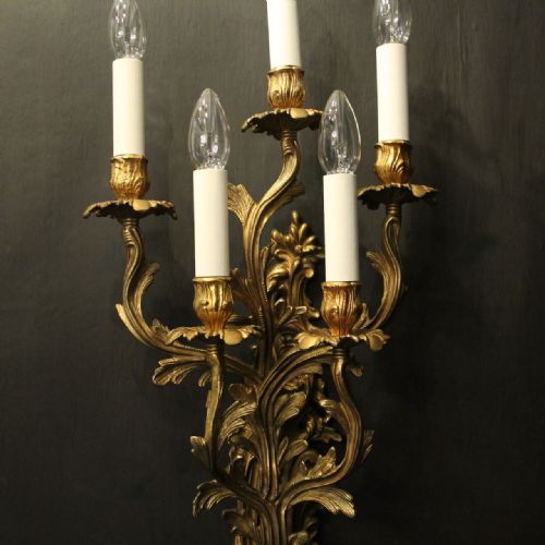 FRENCH SINGLE GILDED FIVE ARM WALL LIGHT - ADDITIONAL PHOTO 5