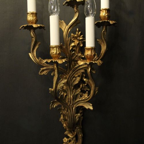 FRENCH SINGLE GILDED FIVE ARM WALL LIGHT - ADDITIONAL PHOTO 6