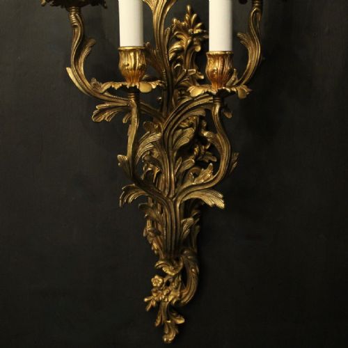 FRENCH SINGLE GILDED FIVE ARM WALL LIGHT - ADDITIONAL PHOTO 7