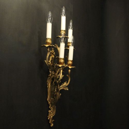 FRENCH SINGLE GILDED FIVE ARM WALL LIGHT - ADDITIONAL PHOTO 9