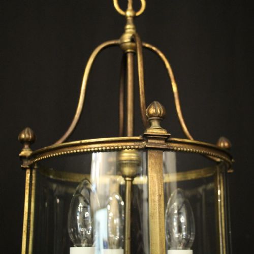 FRENCH BRONZE TRIPLE LIGHT ANTIQUE HALL LANTERN - ADDITIONAL PHOTO 2