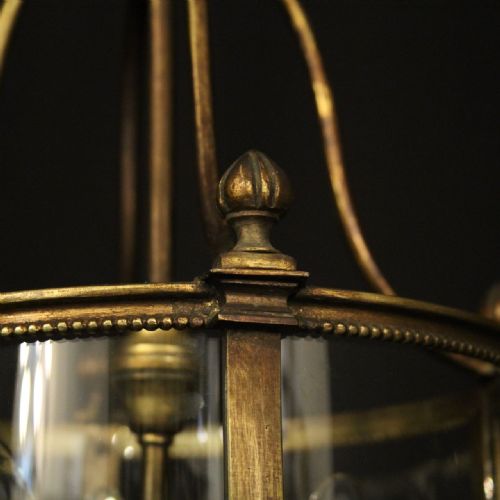 FRENCH BRONZE TRIPLE LIGHT ANTIQUE HALL LANTERN - ADDITIONAL PHOTO 3