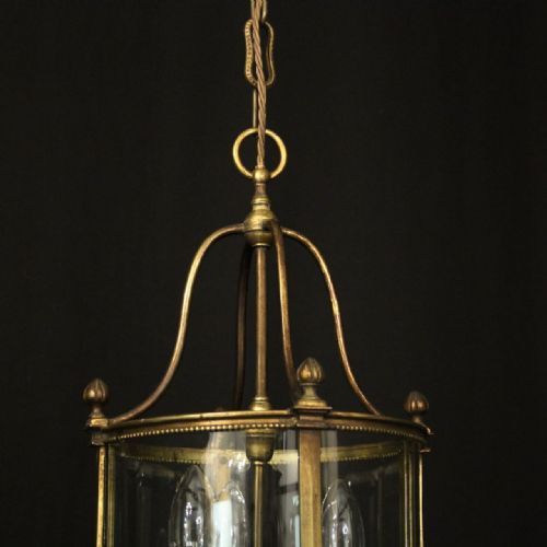 FRENCH BRONZE TRIPLE LIGHT ANTIQUE HALL LANTERN - ADDITIONAL PHOTO 4