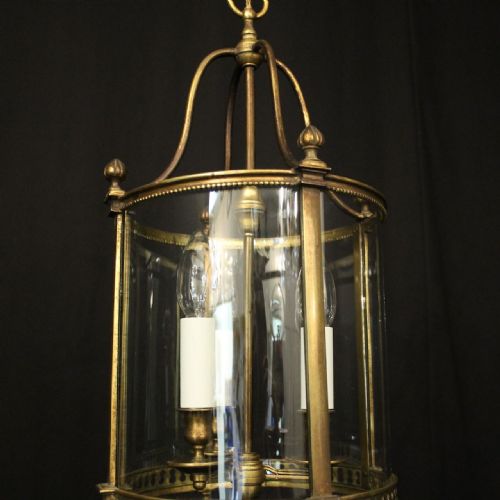 FRENCH BRONZE TRIPLE LIGHT ANTIQUE HALL LANTERN - ADDITIONAL PHOTO 6