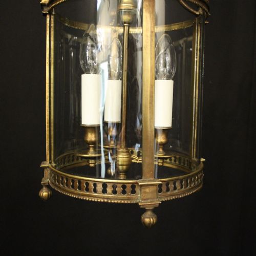FRENCH BRONZE TRIPLE LIGHT ANTIQUE HALL LANTERN - ADDITIONAL PHOTO 7