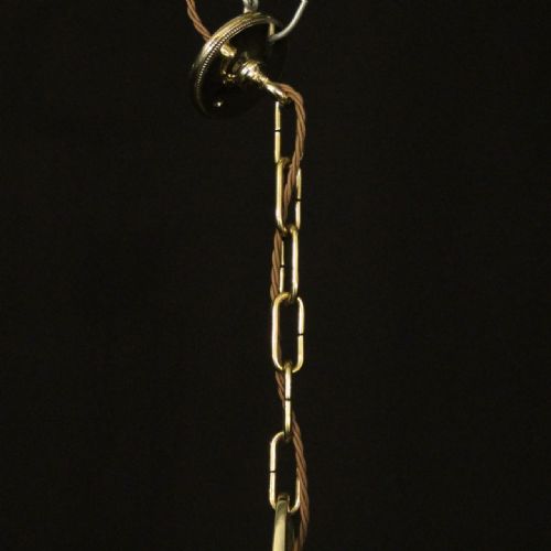 ENGLISH BRASS ART DECO 6 LIGHT CHANDELIER - ADDITIONAL PHOTO 9