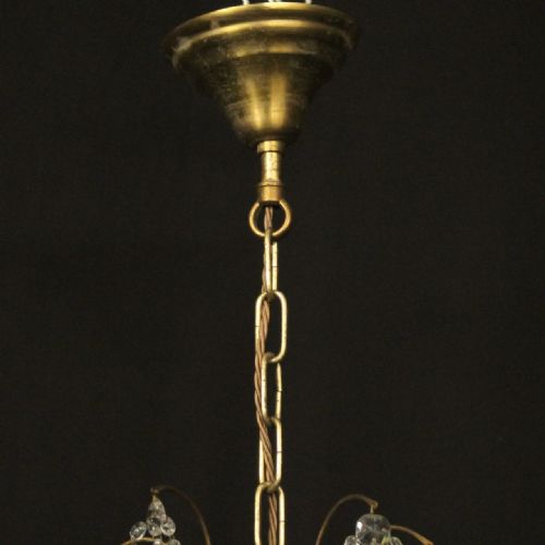 FRENCH GILDED 5 LIGHT TENT WATERFALL ANTIQUE CHANDELIER - ADDITIONAL PHOTO 9