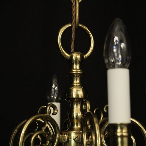 ENGLISH BRASS 12 LIGHT TIERED ANTIQUE CHANDELIER - ADDITIONAL PHOTO 8