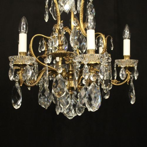 FRENCH GILDED 7 LIGHT ANTIQUE CRYSTAL CHANDELIER - ADDITIONAL PHOTO 1