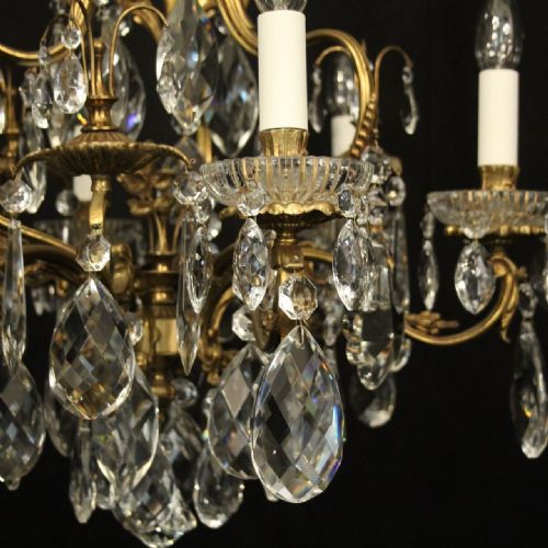 FRENCH GILDED 7 LIGHT ANTIQUE CRYSTAL CHANDELIER - ADDITIONAL PHOTO 2