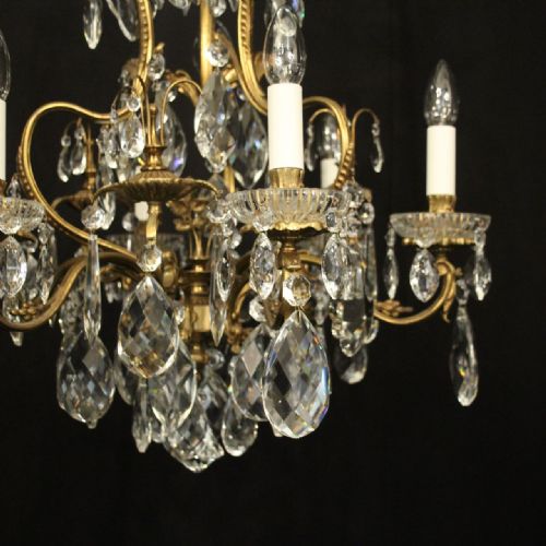 FRENCH GILDED 7 LIGHT ANTIQUE CRYSTAL CHANDELIER - ADDITIONAL PHOTO 3