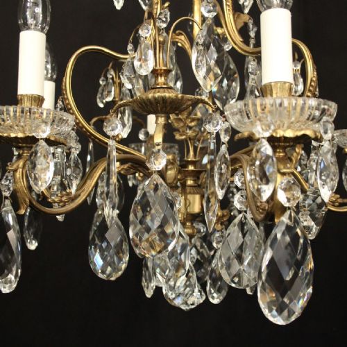 FRENCH GILDED 7 LIGHT ANTIQUE CRYSTAL CHANDELIER - ADDITIONAL PHOTO 4