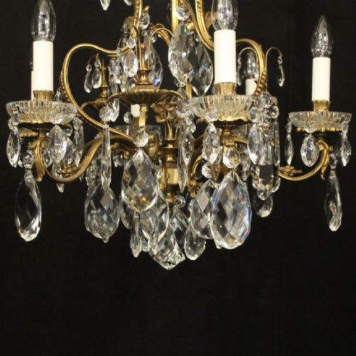 FRENCH GILDED 7 LIGHT ANTIQUE CRYSTAL CHANDELIER - ADDITIONAL PHOTO 5