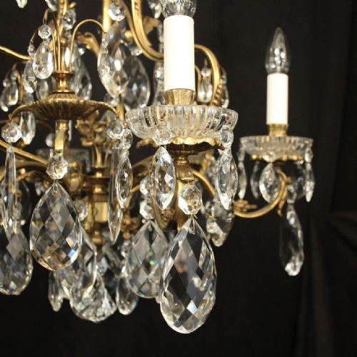 FRENCH GILDED 7 LIGHT ANTIQUE CRYSTAL CHANDELIER - ADDITIONAL PHOTO 6