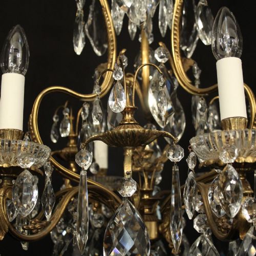 FRENCH GILDED 7 LIGHT ANTIQUE CRYSTAL CHANDELIER - ADDITIONAL PHOTO 7