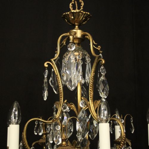 FRENCH GILDED 7 LIGHT ANTIQUE CRYSTAL CHANDELIER - ADDITIONAL PHOTO 8