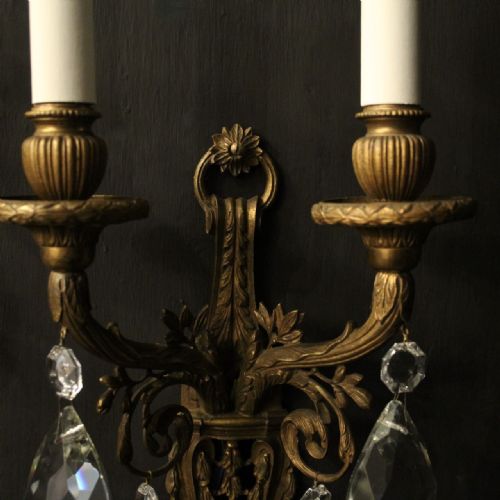 FRENCH PAIR OF GILDED BRONZE ANTIQUE WALL LIGHTS - ADDITIONAL PHOTO 3