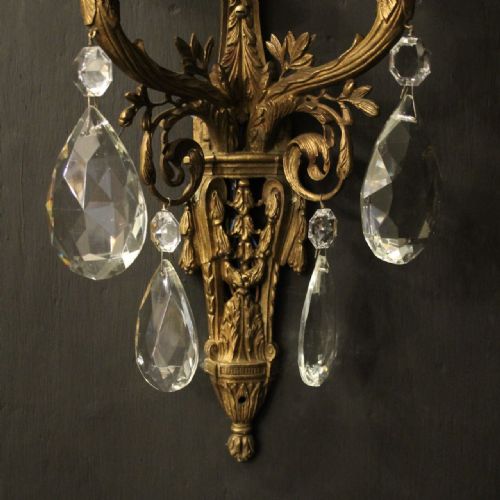 FRENCH PAIR OF GILDED BRONZE ANTIQUE WALL LIGHTS - ADDITIONAL PHOTO 5