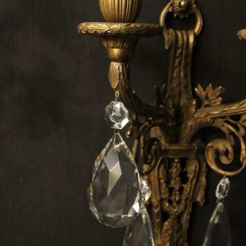 FRENCH PAIR OF GILDED BRONZE ANTIQUE WALL LIGHTS - ADDITIONAL PHOTO 7