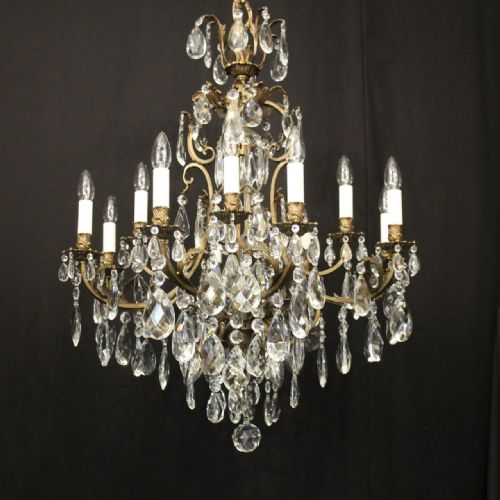 FRENCH GILDED BRONZE BIRDCAGE CRYSTAL CHANDELIER - ADDITIONAL PHOTO 1