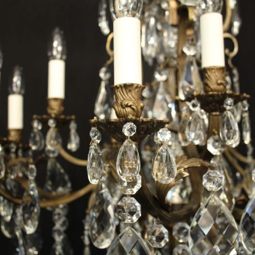 FRENCH GILDED BRONZE BIRDCAGE CRYSTAL CHANDELIER - ADDITIONAL PHOTO 2