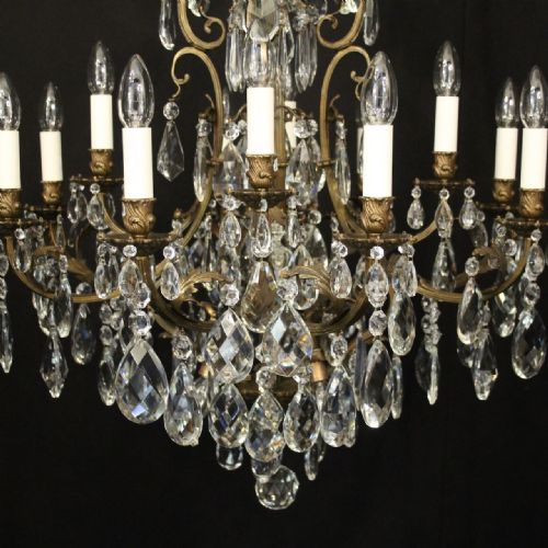 FRENCH GILDED BRONZE BIRDCAGE CRYSTAL CHANDELIER - ADDITIONAL PHOTO 4