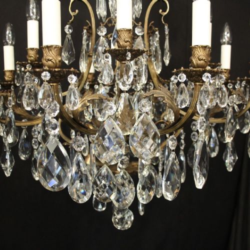 FRENCH GILDED BRONZE BIRDCAGE CRYSTAL CHANDELIER - ADDITIONAL PHOTO 6