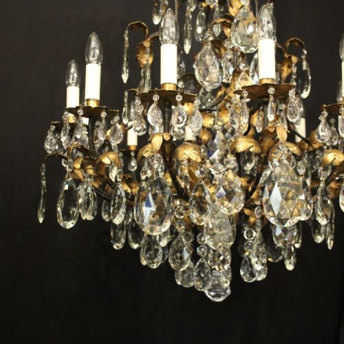 ITALIAN GILDED FLORENTINE 15 LIGHT ANTIQUE CHANDELIER - ADDITIONAL PHOTO 2