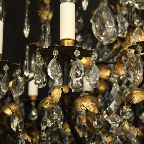 ITALIAN GILDED FLORENTINE 15 LIGHT ANTIQUE CHANDELIER - ADDITIONAL PHOTO 3