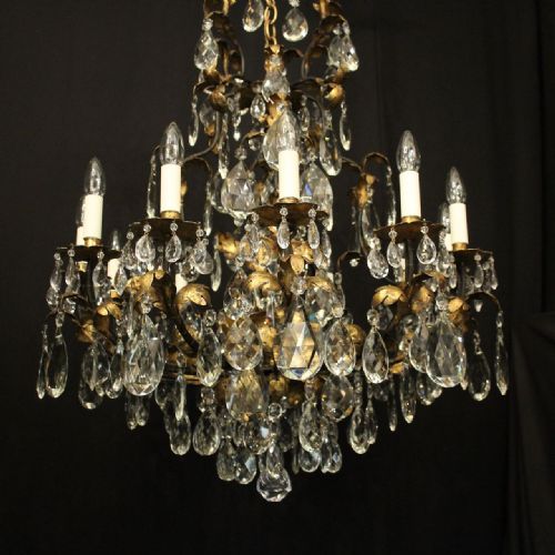 ITALIAN GILDED FLORENTINE 15 LIGHT ANTIQUE CHANDELIER - ADDITIONAL PHOTO 4