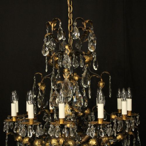 ITALIAN GILDED FLORENTINE 15 LIGHT ANTIQUE CHANDELIER - ADDITIONAL PHOTO 6