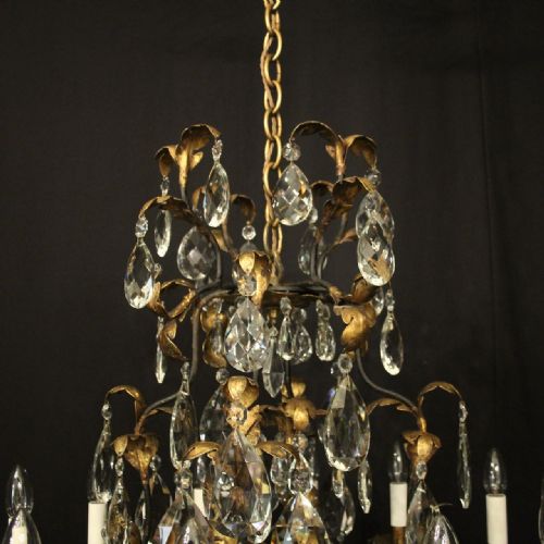 ITALIAN GILDED FLORENTINE 15 LIGHT ANTIQUE CHANDELIER - ADDITIONAL PHOTO 7