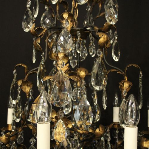 ITALIAN GILDED FLORENTINE 15 LIGHT ANTIQUE CHANDELIER - ADDITIONAL PHOTO 8