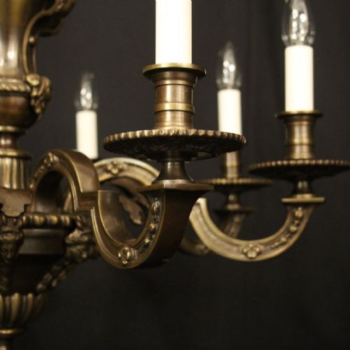 FRENCH BRONZE 8 LIGHT ANTIQUE CHANDELIER - ADDITIONAL PHOTO 3