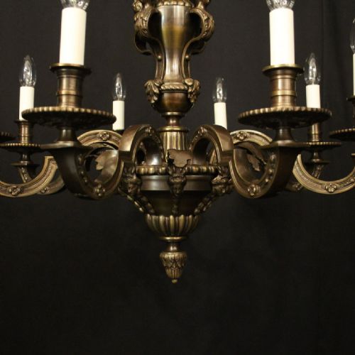 FRENCH BRONZE 8 LIGHT ANTIQUE CHANDELIER - ADDITIONAL PHOTO 6