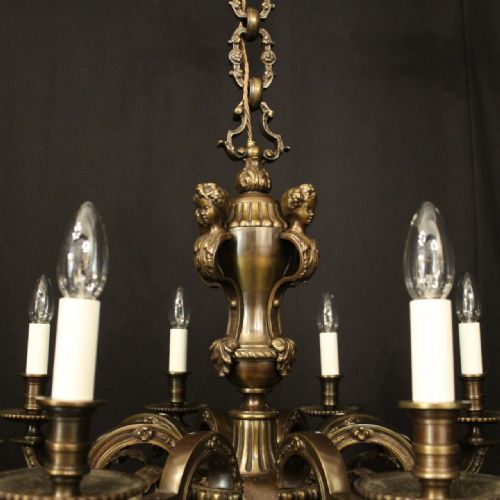 FRENCH BRONZE 8 LIGHT ANTIQUE CHANDELIER - ADDITIONAL PHOTO 7